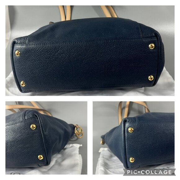Michael Michael Kors Navy Blue Leather Medium Jet SEt Top Zip Tote - Picture 14 of 14